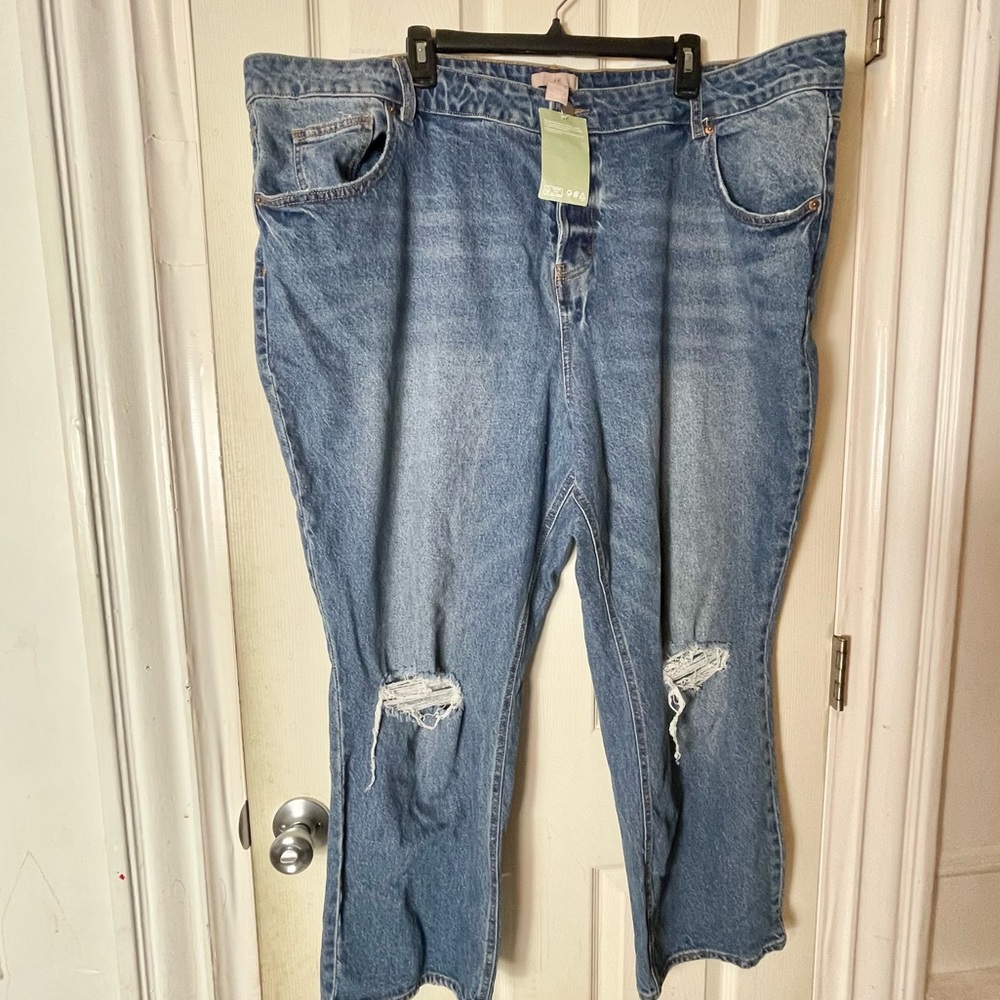 NEW H&M plus size jeans distressed ankle womens 3XL